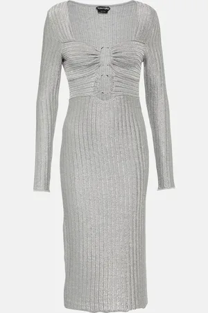 Tom Ford Metallic cotton and wool midi dress