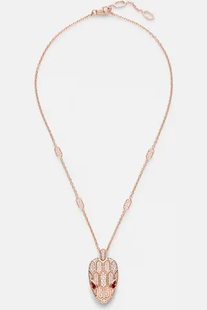 Bvlgari Serpenti Seduttori 18kt rose gold pendant necklace with diamonds and rubellites