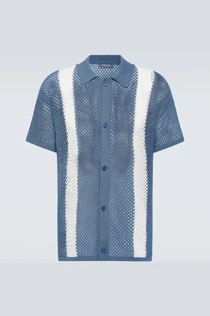 Frescobol Carioca Castillo cotton-blend crochet bowling shirt