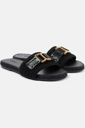 Chloé Marcie leather-trimmed espadrille slides