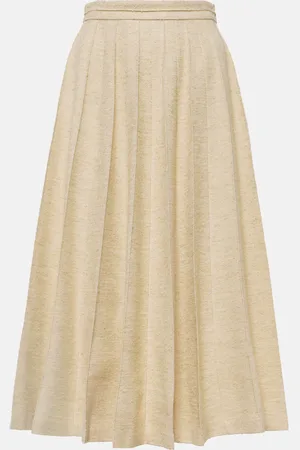 Loro Piana Fumiko wool, linen and silk midi skirt