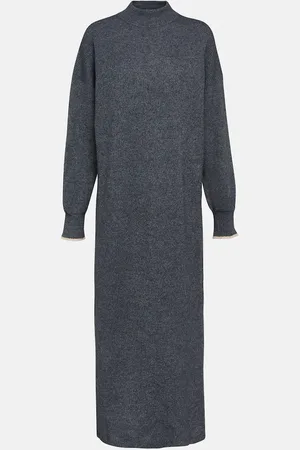 Brunello Cucinelli Ribbed-knit cotton and alpaca midi dress