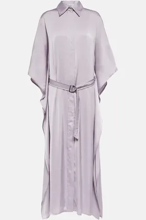 Brunello Cucinelli Satin belted shirt dress