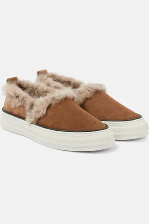 Brunello Cucinelli Shearling-lined suede slip-on shoes