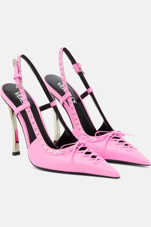 VERSACE Laced leather slingback pumps