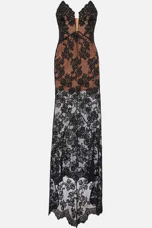 Self-Portrait Embellished sheer lace gown