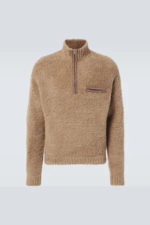 Auralee Wool-blend bouclÃ© half-zip sweater