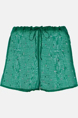 Oseree Gem crystal-embellished cotton and silk shorts