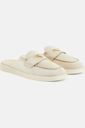 Prada Logo suede slippers