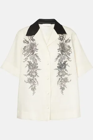 ZIMMERMANN Floral linen bowling shirt