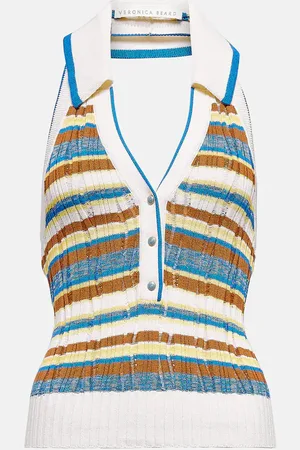 VERONICA BEARD Lirra striped halter-neck top