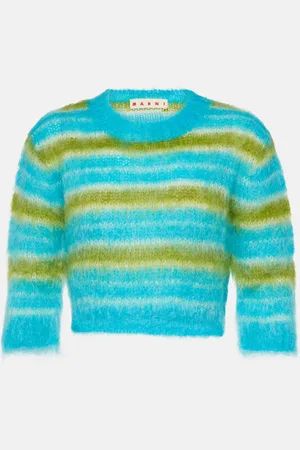 Marni Striped cropped mohair-blend sweater