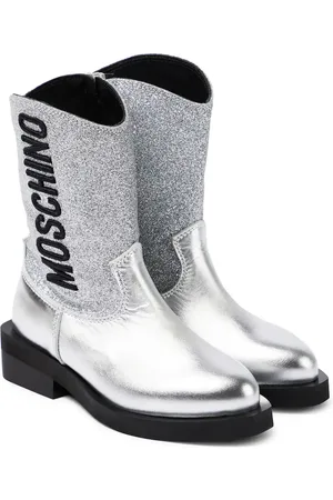 Moschino Logo glitter leather cowboy boots