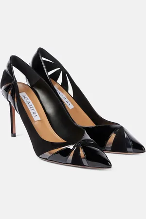 Aquazzura Puzzle 85 patent leather, suede, and PVC pumps