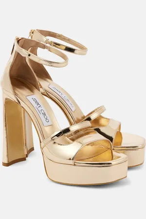 Jimmy Choo Claressa metallic leather platform sandals