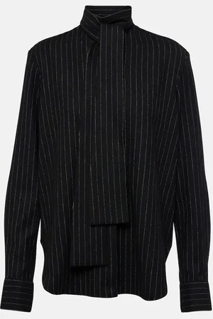 ALEX PERRY Pinstripe tie-neck shirt