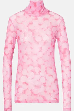 DRIES VAN NOTEN Printed high-neck jersey top