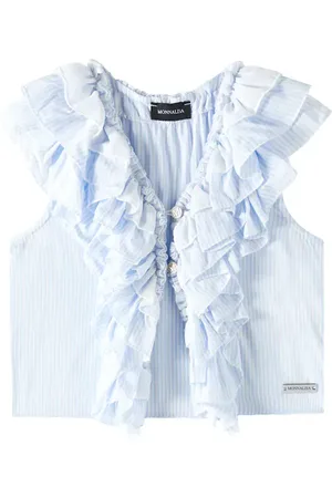 MONNALISA Striped ruffled top