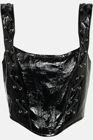 Alessandra Rich Leather lace-up bustier top