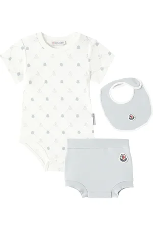 Moncler Baby cotton-blend bodysuit, bib, and bloomers set
