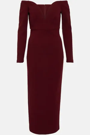 Roland Mouret Off-shoulder wool midi dress