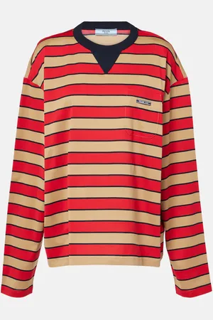 Prada Striped cotton jersey top