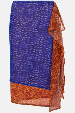 DRIES VAN NOTEN Printed mesh midi skirt