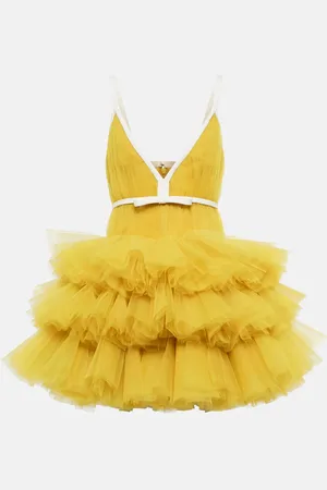 Giambattista Valli V-neck ruffled tulle minidress