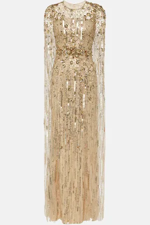 Jenny Packham Ruby caped sequined gown