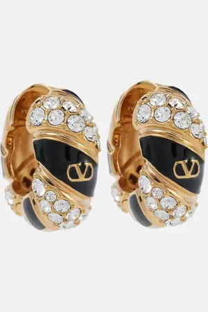 VALENTINO Pas Plus VLogo embellished hoop earrings
