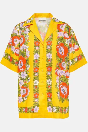 ALÉMAIS Floral linen bowling shirt
