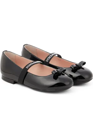 Dolce & Gabbana Logo bow-detail patent leather ballet flats
