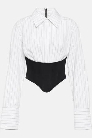 DION LEE Corset striped cotton shirt