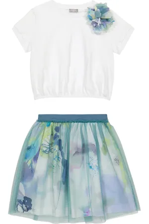 Il gufo Printed top and skirt set