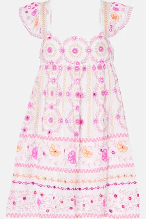 Juliet Dunn Embroidered printed cotton minidress