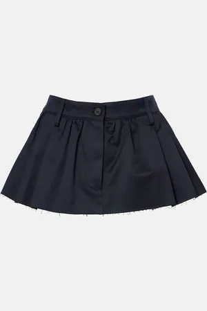Miu Miu Pleated cotton canvas miniskirt