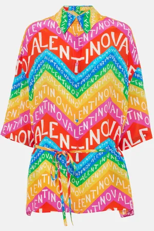 VALENTINO Logo silk shirt dress