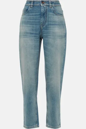 Brunello Cucinelli Mid-rise faded tapered jeans