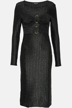 Tom Ford Metallic cotton and wool midi dress