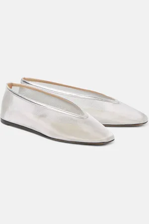 Le Monde Beryl Luna leather-trimmed mesh ballet flats