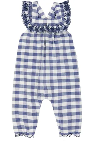 Tartine Et Chocolat Baby checked cotton playsuit