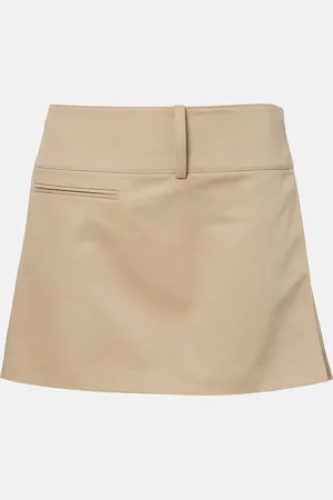 Courrèges Belted and pleated polycotton miniskirt