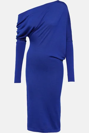 Tom Ford Off-shoulder cashmere and silk midi dress