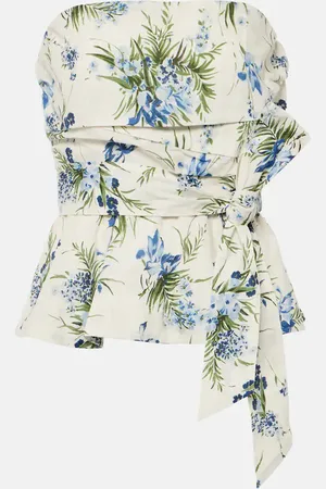 VERONICA BEARD Strapless belted cotton top
