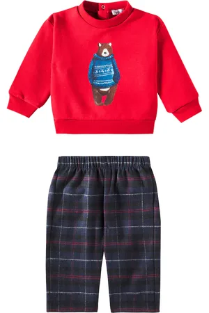 Il gufo Baby cotton sweatshirt and sweatpants set
