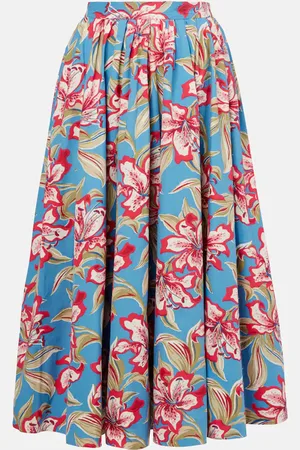Ralph Lauren Floral gathered cotton midi skirt
