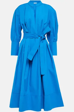 CO Pleated V-neck tton dress