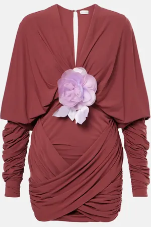MAGDA BUTRYM Draped floral-appliquÃ© jersey minidress