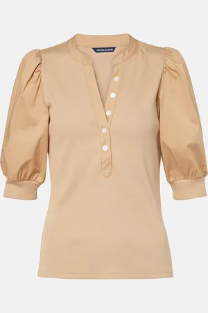 VERONICA BEARD Puff-sleeve cotton-blend top