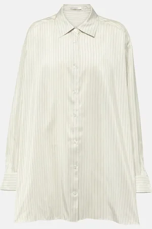 The Row Luka oversized pinstripe silk shirt